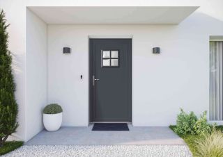 Porte d'entrée aluminium semi vitrée Liechtenstein gris anthracite