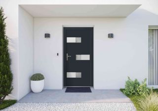 Porte d'entrée aluminium semi vitrée Fuji gris anthracite