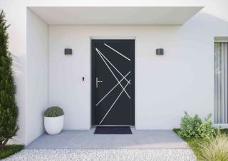 Porte d'entrée aluminium Gong gris anthracite