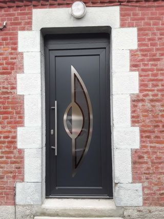 Porte d'entrée PVC Houston Anthracite veiné