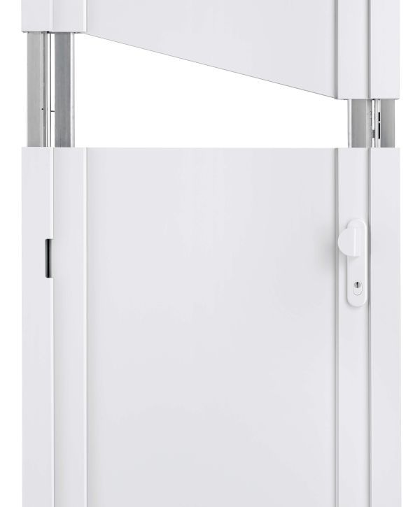 Porte d'entrée aluminium vue ouverte technique squelette