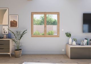 Fenêtre battante PVC vue intérieur Chêne mat