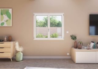 Fenêtre battante PVC vue intérieur Crème perle