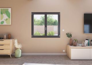 Fenêtre battante PVC vue intérieur Gris Anthracite 