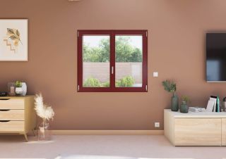 Fenêtre battante PVC vue intérieur Rouge