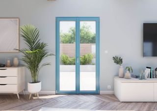 Porte Fenêtre PVC vue intérieur bleu
