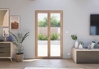 Porte Fenêtre PVC vue intérieur chêne mat