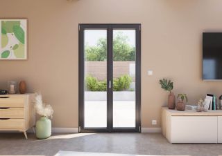 Porte Fenêtre PVC vue intérieur Gris Anthracite