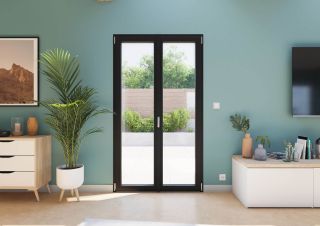 Porte Fenêtre PVC vue intérieur Noir Matt