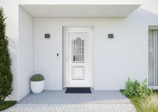 Porte d'entrée PVC Traditionnelle Moulures Varsovie blanc