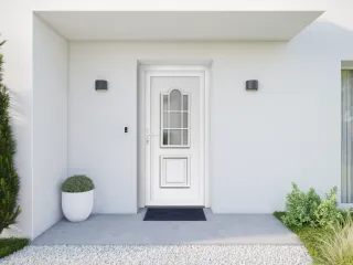 Porte d'entrée PVC Traditionnelle Moulures Varsovie blanc