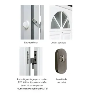 option_scurit_porte_2.webp L'image présente des éléments de sécurité pour portes, incluant un entrebâilleur, un judas optique, un système anti-dégond