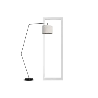 Packshot-fenetre-fixe-pvc.webp Lampe murale moderne avec un bras articulé noir et un abat-jour blanc.