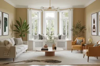 votre_fenetre_votre_choix.webp Salon lumineux et élégant avec de grandes fenêtres, des meubles modernes et des touches de verdure.